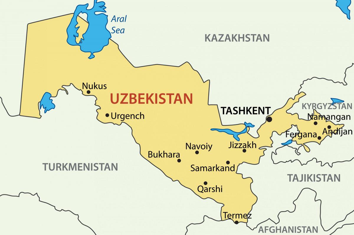 höfuðborg Úsbekistan kort