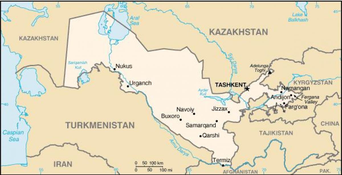 kort af Úsbekistan borgir