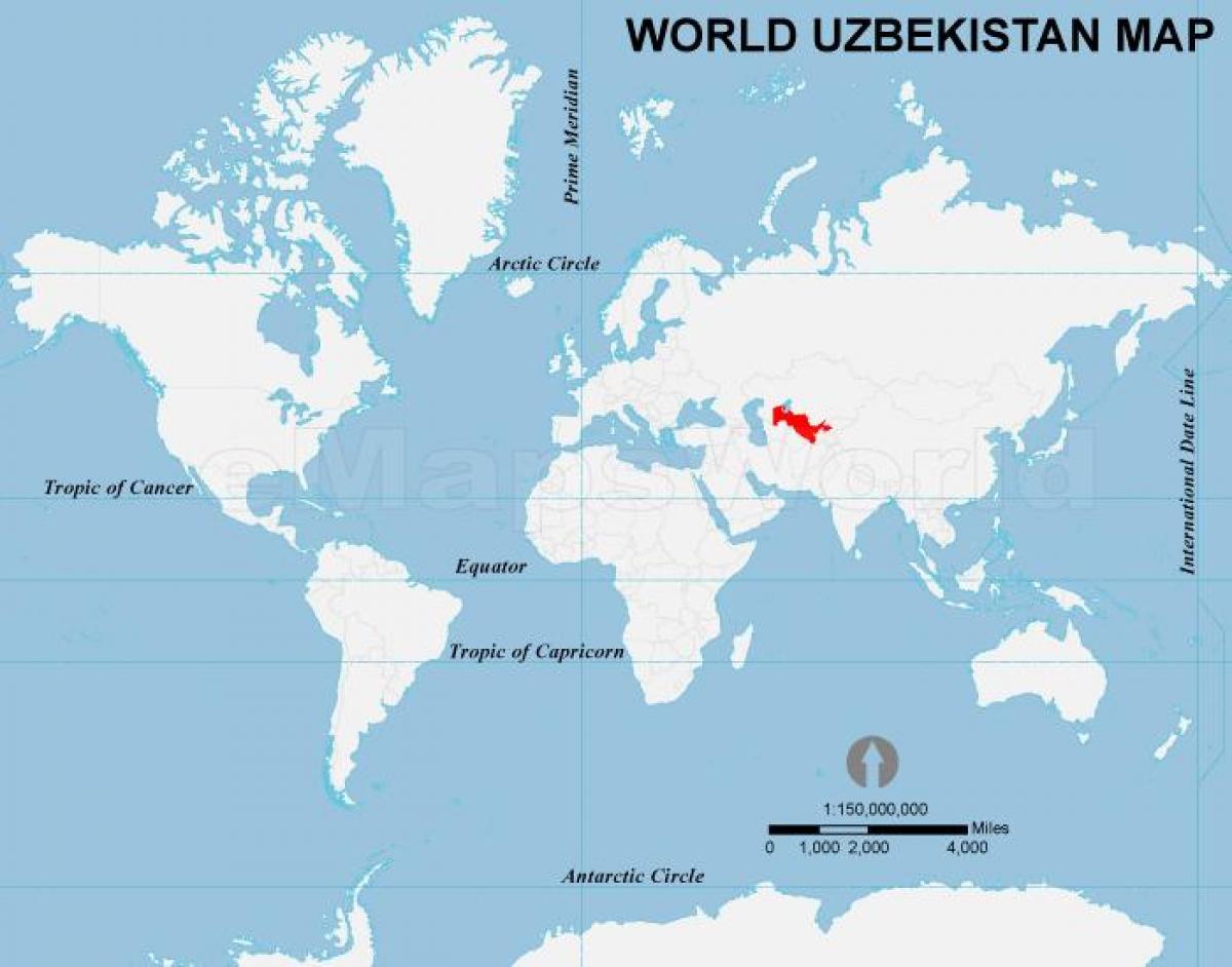 Úsbekistan staðsetningu á heiminum kort